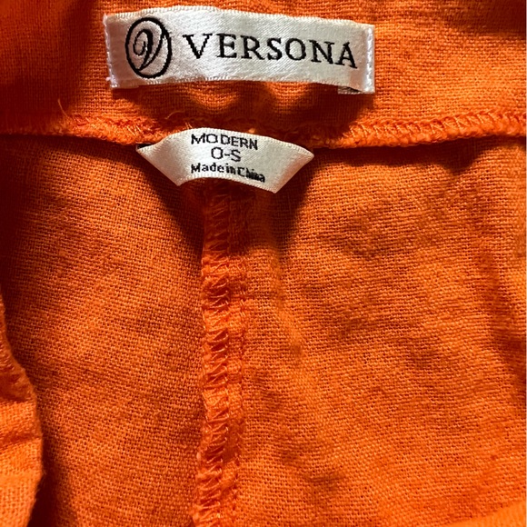 NWOT VERSONA ORANGE HIGH WAISTED LINEN BLEND FLARRED PANTS SIZE 0 S - Picture 7 of 10
